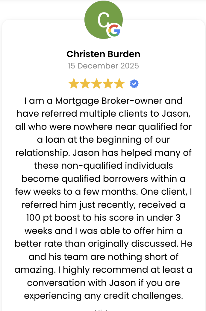 Christen Burden Google review of Team USA Credit Repair